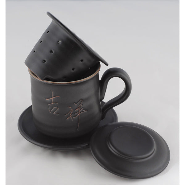 Lin's Ceramics Executive Tea Mug – Black with gold