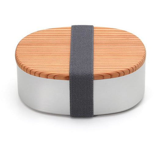 Gel-Cool Wooden-lid Aluminum Lunch Box Deep Oval